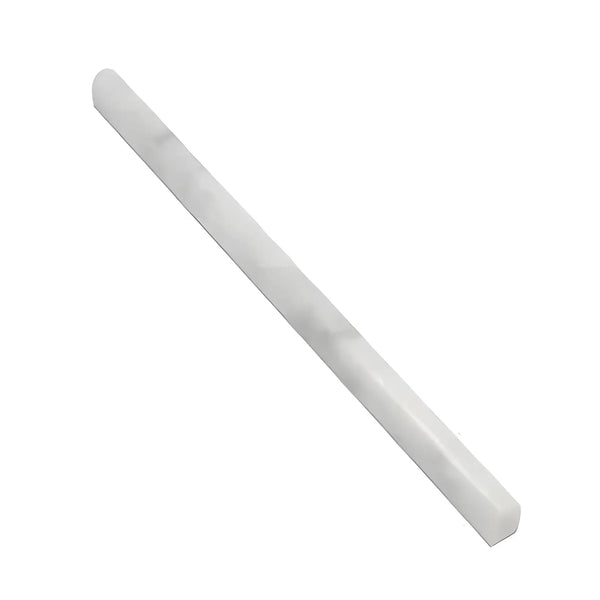 Carrara White 1/2X12 Pencil Liner Polished showcasing elegant white marble tile