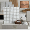 Carrara white 1x1 mosaic marble tile panel featuring polished or honed finish with subtle gray veining in square grid