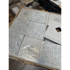 Carrara White 1x1 polished mosaic marble tiles in grid pattern on wood