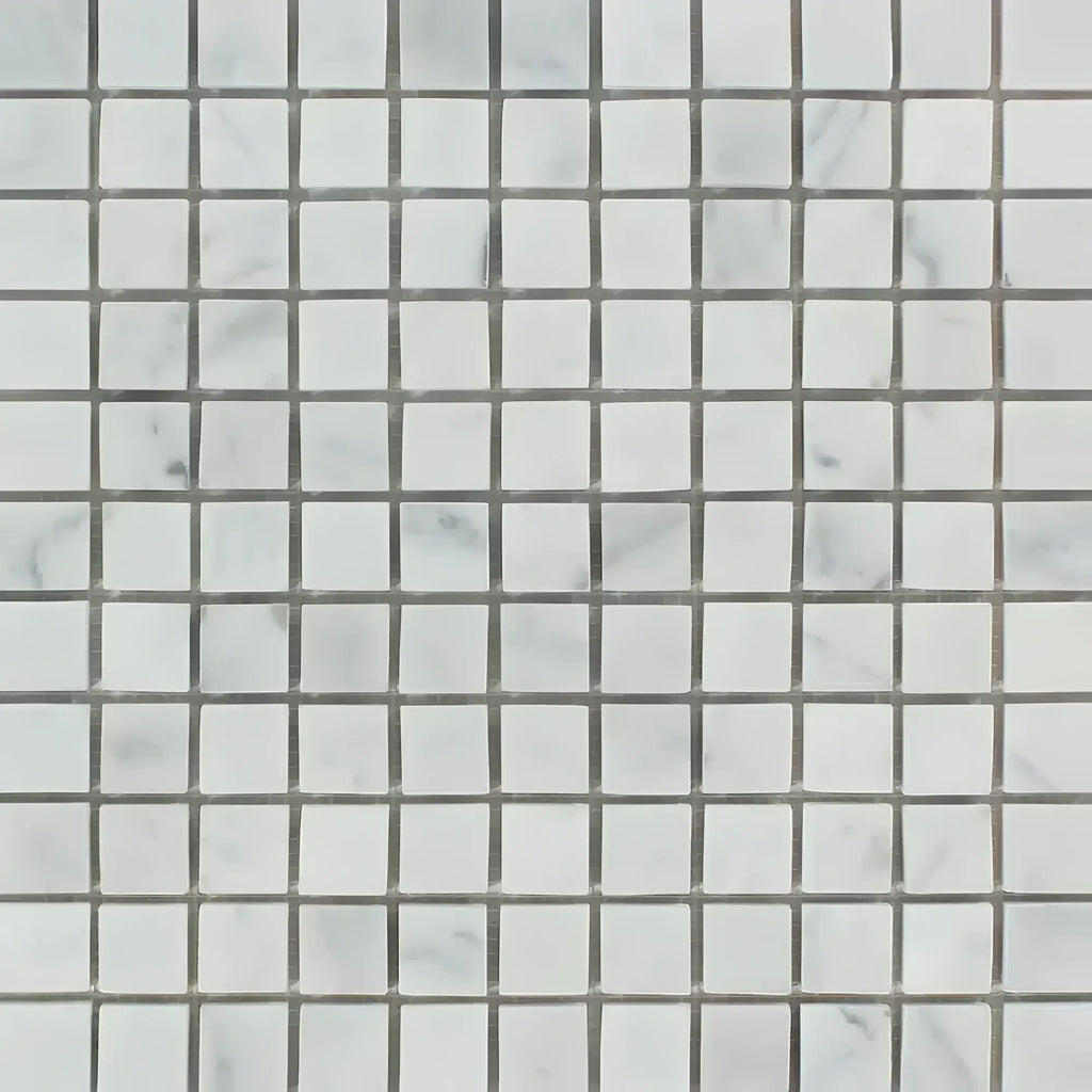 Carrara White 1X1 Mosaic Marble Tile in polished and honed finishes for elegant decor