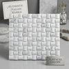 Carrara white 3-d small-bread mosaic marble tile in polished or honed finish with raised interlocking square design