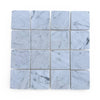Carrara White 3x3 Tumbled marble tile grid with gray veining for elegant flooring or backsplash
