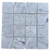 Polished Carrara White 3x3 Tumbled marble mosaic tiles with gray veining