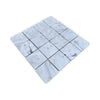 Carrara White 3X3 Tumbled marble mosaic tiles with gray veining