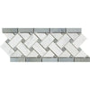 Herringbone marble mosaic tile border in Carrara White 4 3/4X12 Basketweave design