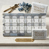 Carrara white 5 3/4x11 1/4 florida flower border Italian marble mosaic tile with white carrara oval and blue-gray dots pattern