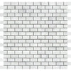 Carrara White Mini-Brick Mosaic Marble Tile Polished or Honed with white brick pattern
