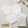 Carrara white 6 inch hexagon mosaic marble tile polished or honed with subtle gray veining from authentic italian carrara marble