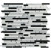 Black and white mosaic tile sheet of Carrara White Bamboo Sticks design