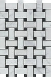 Carrara White Basketweave (w/ Black) Mosaic Marble Tile Polished or Honed