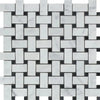 Carrara White Basketweave Mosaic Marble Tile featuring polished and honed finishes