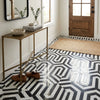 Carrara white Berlinatta design mosaic polished black and white geometric patterned floor tiles with glossy finish