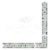 Carrara White BIAS Border CORNER with Blue-Gray Mosaic Tile Border Design
