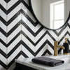 Carrara white chevron large mosaic marble tile polished black and white marble chevron patterned wall tile