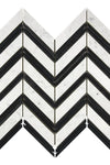 Carrara White Chevron (LARGE) (w/ Carrara / Black) Mosaic Marble Tile Polished or Honed