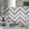 White marble chevron tile backsplash with black grout lines carrara white chevron mosaic marble polished tile