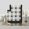 Black and white marble mosaic tile panel with geometric pattern carrara white florida flower border corner polished