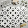 Carrara white florida flower oval mosaic marble tile in polished black and white with interlocking glossy finish