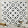 Carrara White Florida Flower mosaic marble tile features a polished white and black marble floral pattern with Blue-Gray dots