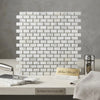 Carrara white herringbone mini marble tile mosaic in polished or honed finish with white italian marble and gray veining
