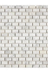 Carrara White Herringbone (Mini) 5/8X1 1/4 Brick Mosaic Marble Tile Polished or Honed