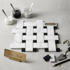 Carrara white large basketweave mosaic marble tile polished with black and white marble tiles in basketweave pattern