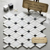 Carrara white lattice polished or honed mosaic marble tile featuring white black carrara and thassos in diamond pattern
