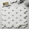 Carrara white lattice polished or honed mosaic marble tile featuring white gray and blue-gray italian marble in diamond pattern