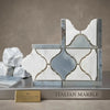 Italian marble mosaic tile carrara white luxury lantern border corner with blue-gray polished or honed finish