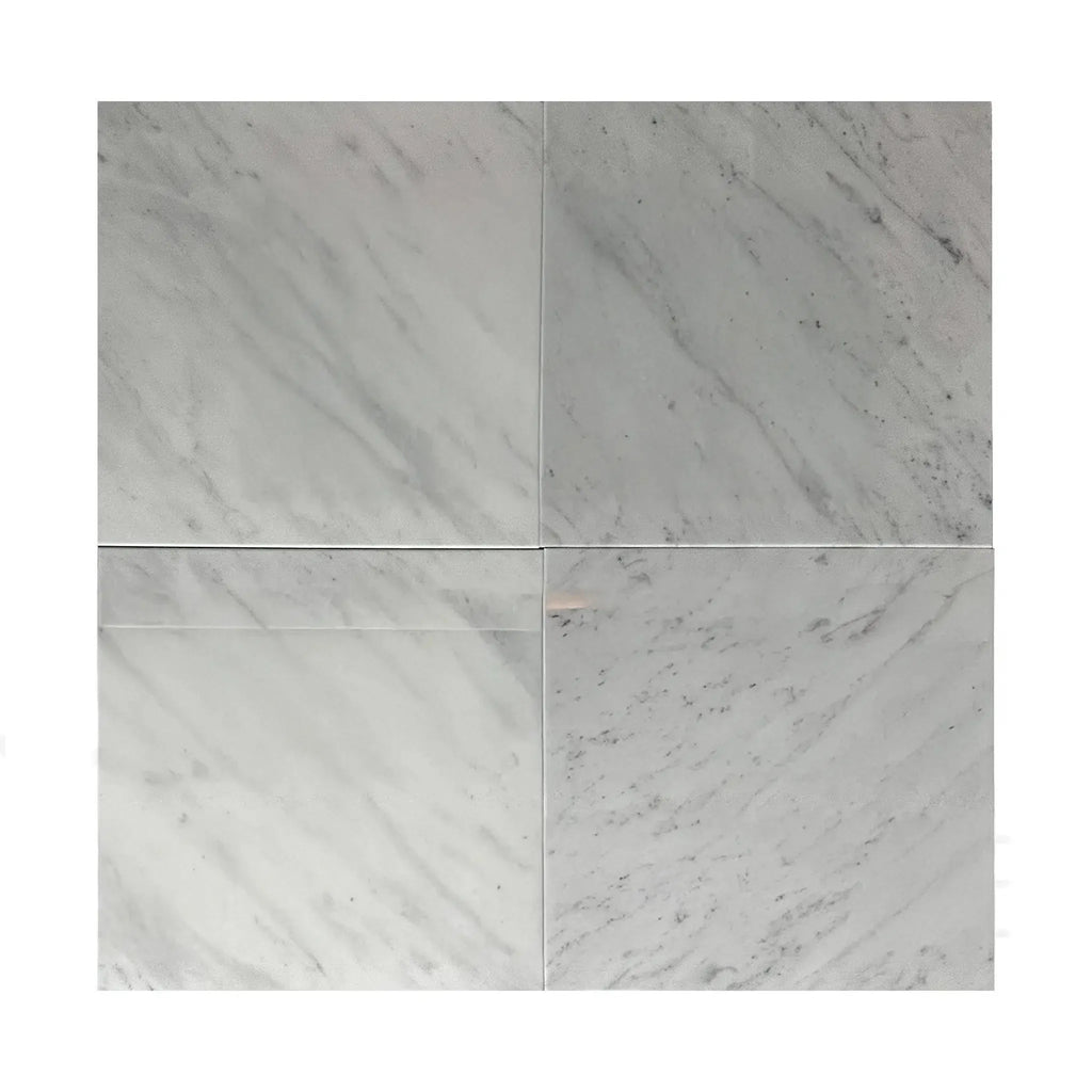 Four Carrara White Madley 12X12 Polished Marble Tiles for sale at $4.66 per sq.ft