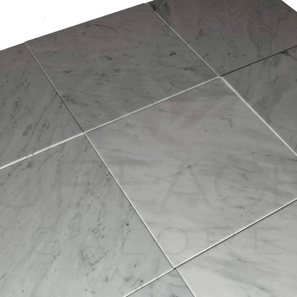 Gray Carrara White Madley 12x12 Polished Marble Floor Tiles for elegant interiors