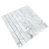 Carrara White Marble 1 1/8 X 12 Mosaic tile sheet featuring elegant white marble