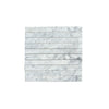 Stacked Carrara White Marble 1 1/8 X 12 Mosaic tiles in a luxurious display