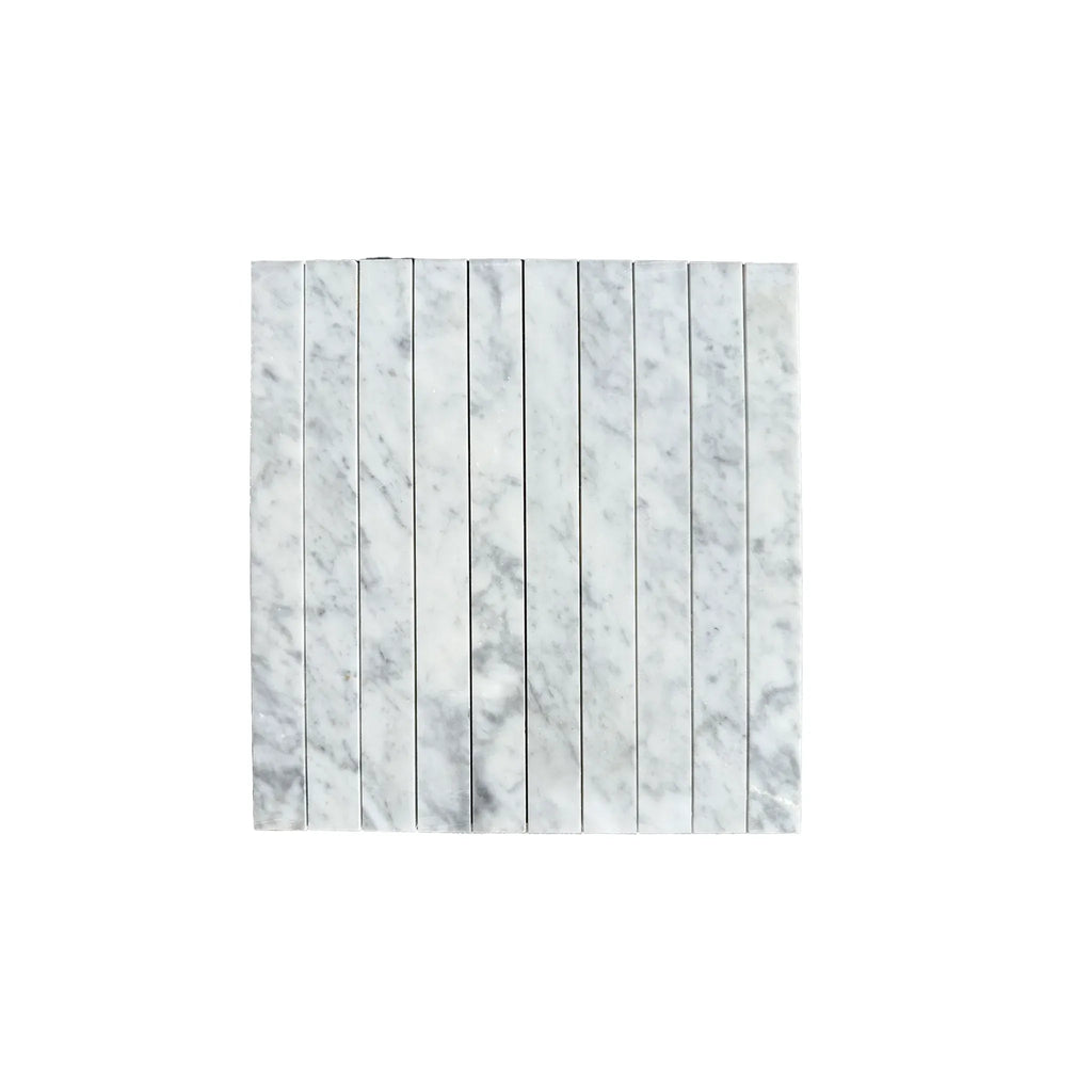 White marble tile mosaic from Carrara White Marble 1 1/8 X 12 Mosaic product