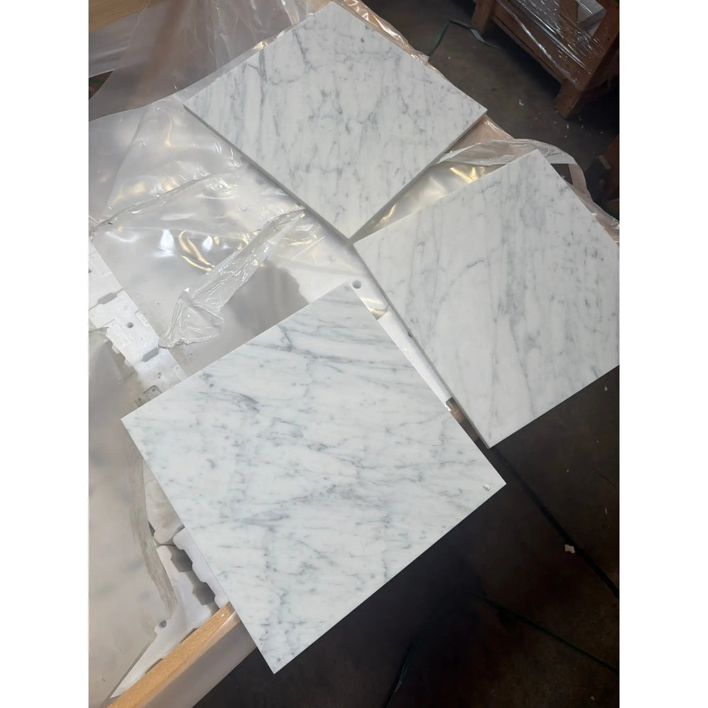 Carrara White Marble 12x12 polished tiles with gray veining