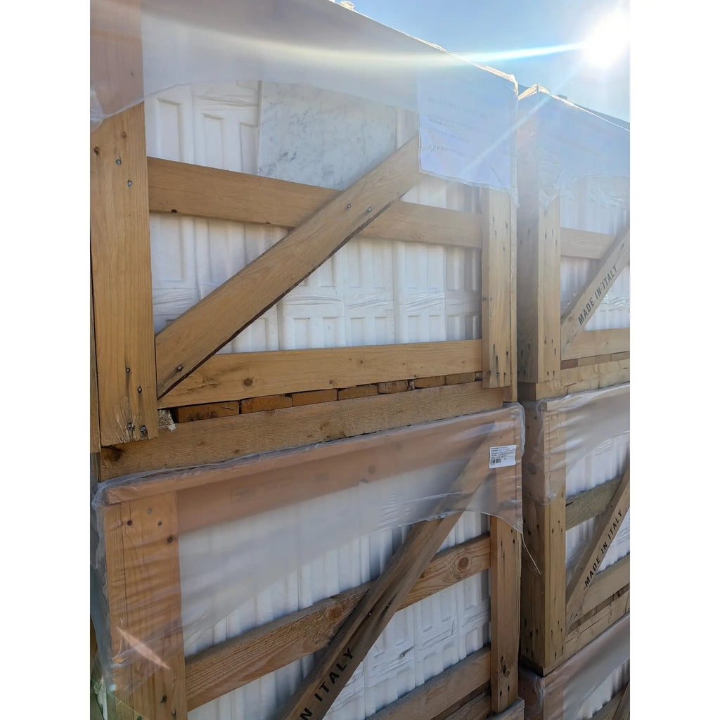 Carrara White Marble 12x12 Polished or Honed in Italian wooden crates