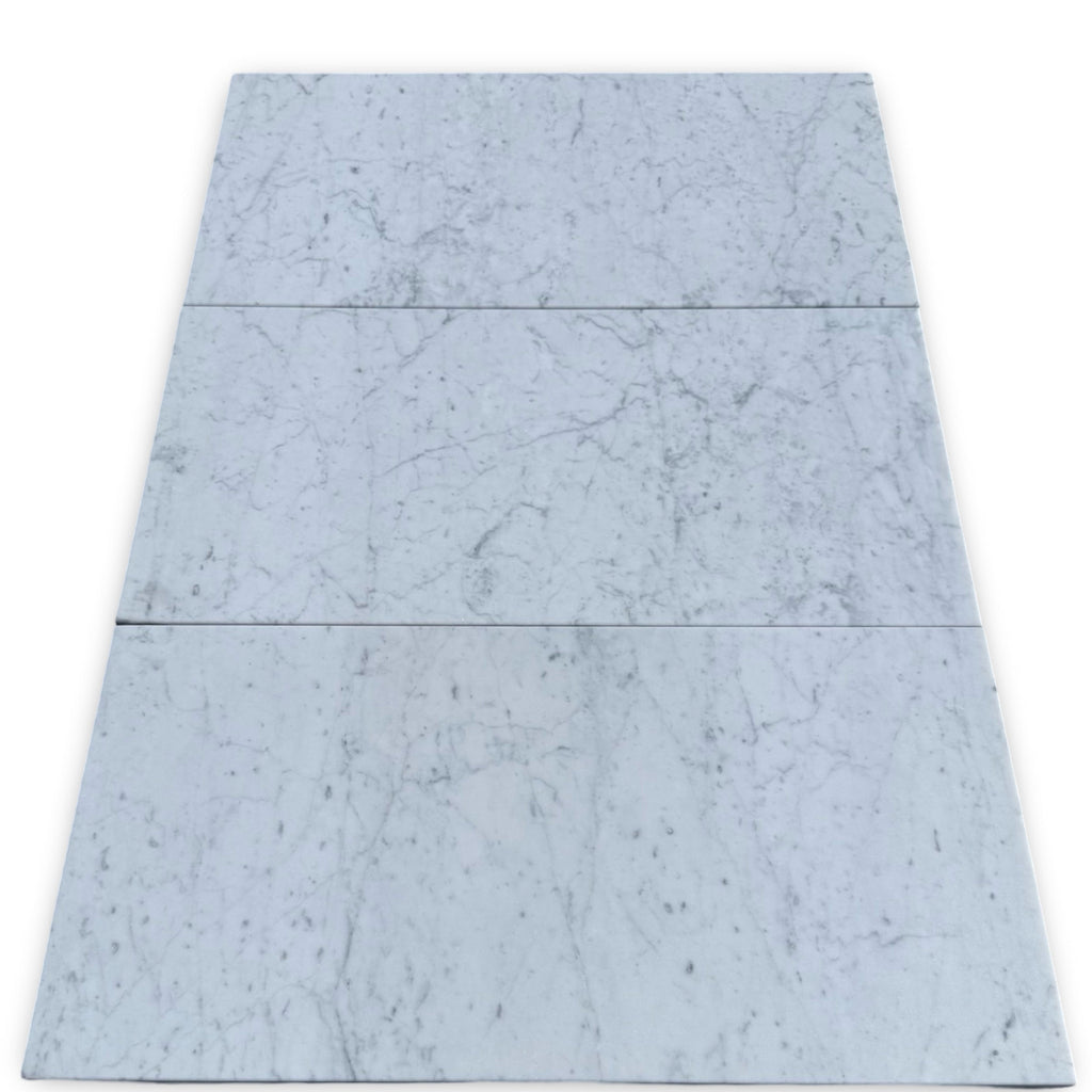 Carrara White Marble 12X24 Polished or Honed showcasing elegant marble-patterned floor tiles