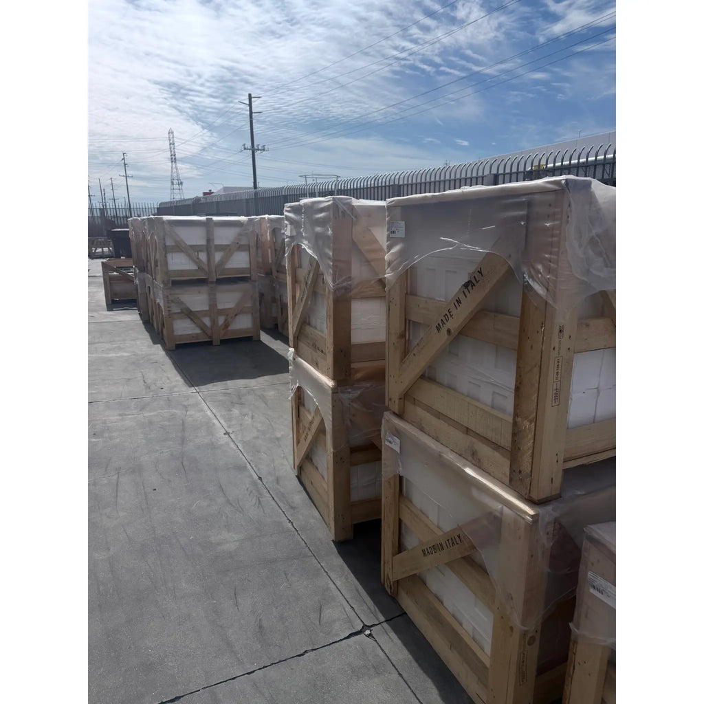 Stacked Carrara White Marble 12x24 crates made in Italy