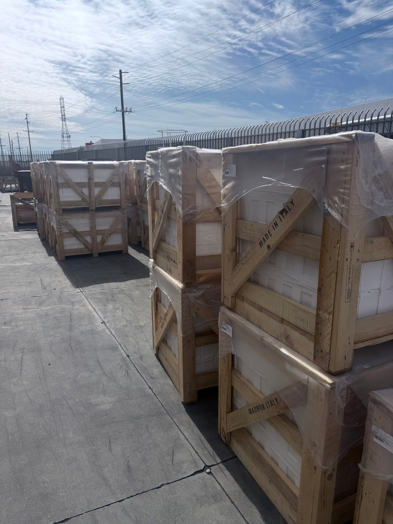 Stacked Carrara White Marble 12x24 crates made in Italy