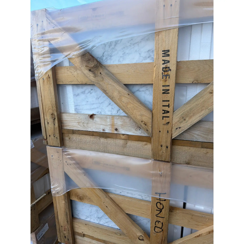 Carrara White Marble 18x18 Polished or Honed in Italian wooden crate