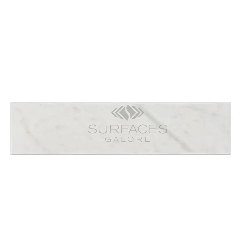 Rectangular Carrara White Marble 2X8 Polished or Honed tile displayed elegantly