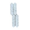 Arrow-shaped Carrara White Marble 3’’ X 12’’ Picket Mosaic tile display