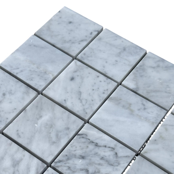 Carrara White Marble 3X3 Mosaic showcasing elegant square marble mosaic tiles