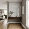 White marble-effect subway tile wall in carrara white marble 3x6 deep-beveled polished-honed finish
