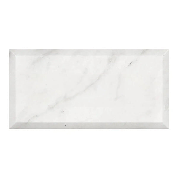 Rectangular white marble tray from Carrara White Marble 3X6 collection, polished and honed
