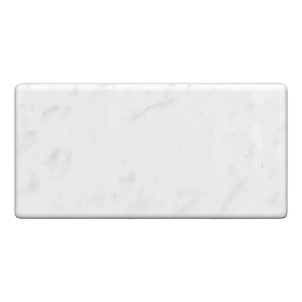 Rectangular Carrara White Marble 3X6 Tumbled slab showcasing elegant natural veining