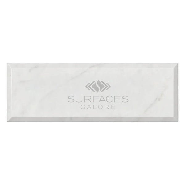 Carrara White Marble 4X12 Deep-Beveled Polished-Honed Rectangular Tile Display