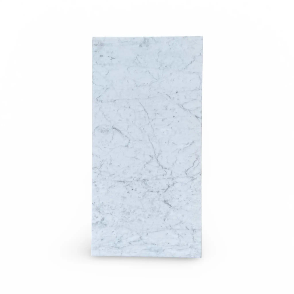 Rectangular Carrara White Marble 4X4 Tumbled slab showcasing elegant natural veining
