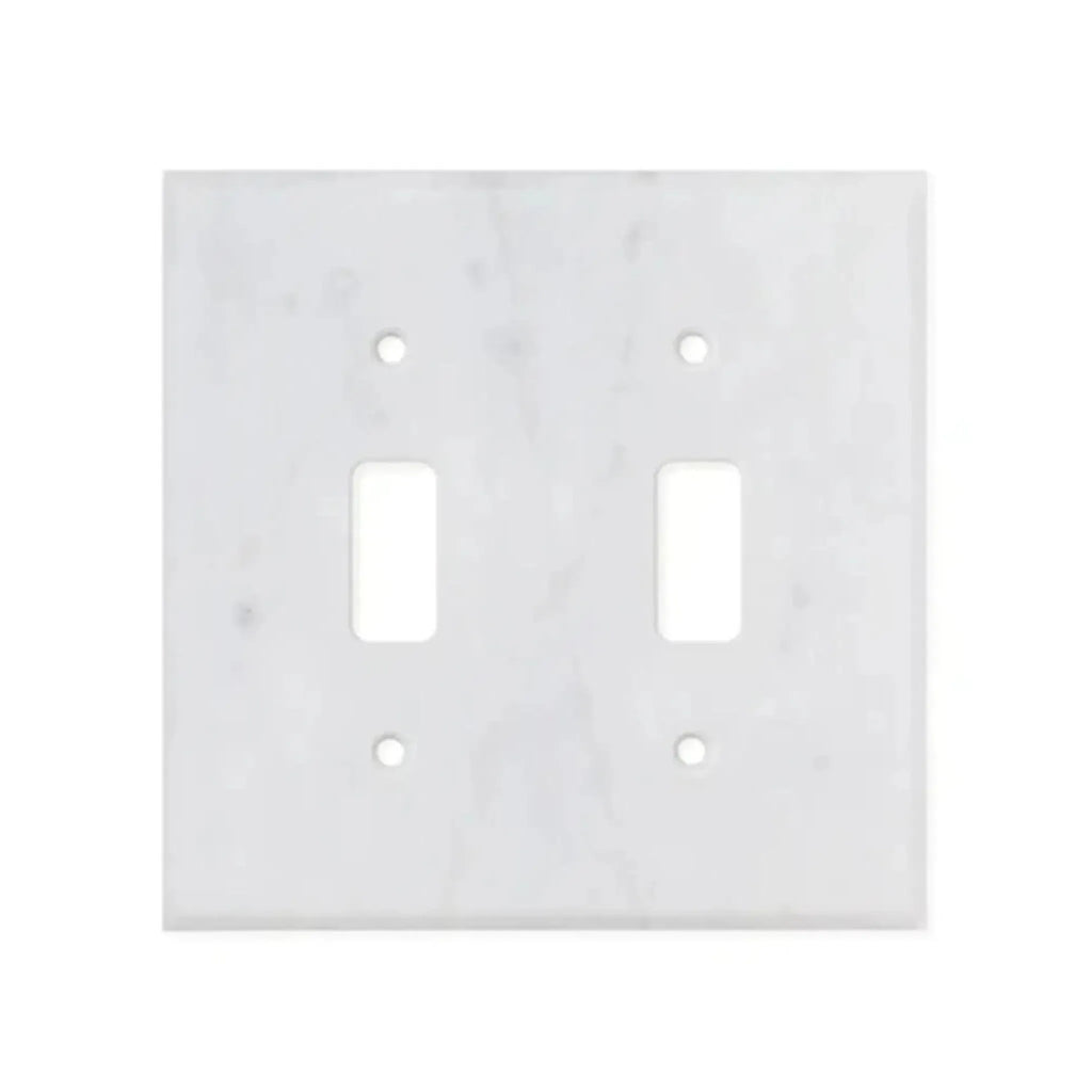Carrara White Marble Double Toggle Plate Switch Wall Plate for elegant home decor