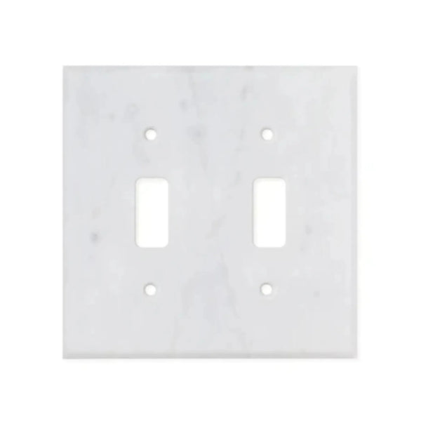 Carrara White Marble Double Toggle Plate Switch Wall Plate for elegant home decor